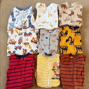 Assorted Sleepers Stripes and Construction Baby Boy 0-3m